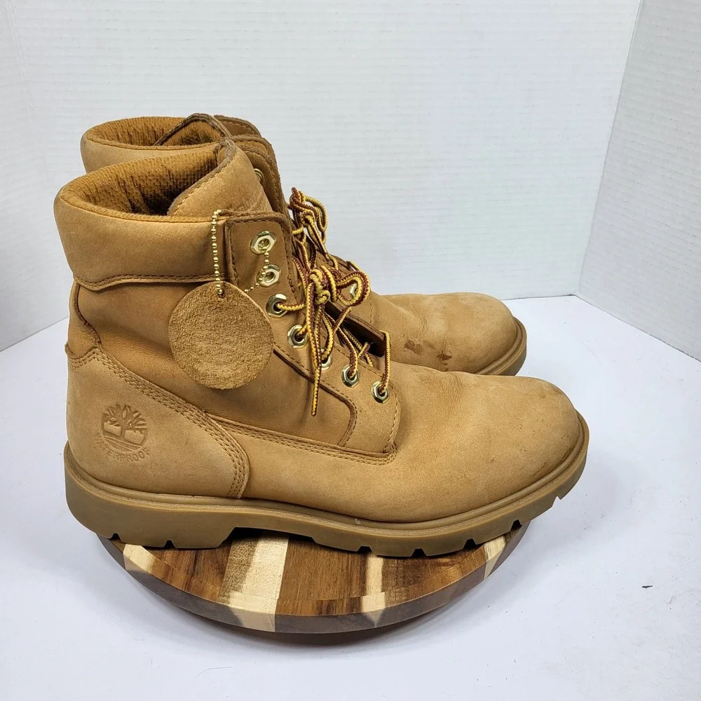 Timberland A4859 Waterproof Boots Mens 9.5 Wheat Good Nubuck Leather Lug Sole
